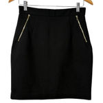 H&M  Black Pencil‎ Skirt Gold Zipper Accents Career Wear Women Size Medium Photo 0