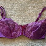 Victoria's Secret Victoria’s Secret Purple Lace hot pink corset detail bow Bra 32C Photo 0