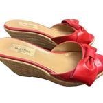 Valentino Garavani Valentino Mena Bow Hot Pink Patent Leather Wedge Espadrille Slide Sandal sz 38 ( Photo 0
