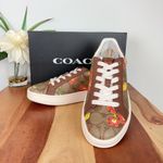 Coach NWT Clip Low Top Sneaker In Signature Canvas With Floral Print size US6 Photo 0