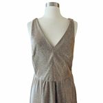ADDISON EVENING Gold Gown Glitter Metallic Dress Sleeveless V Photo 9