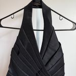 Tadashi Shoji Tadashi Halter Top Black Pleated Sleeveless Party Cocktail Made in USA Photo 2