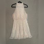 AQUA Halter Belted Mini Dress Ruffle Neck Sleeveless Lined Pink Gold XL NWT Photo 1