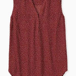 Torrid Harper Sleeveless Polka Dot Pleated Back Top Burgundy White Crimson sz 2 Photo 0