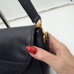 Etienne Aigner  Vintage Navy Leather Crossbody Bag Gold Horsebit Flap Closure Photo 3