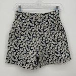 Steel Vintage Daisy Print Floral 80s Cotton Shorts Size 5 Juniors Blue Photo 0