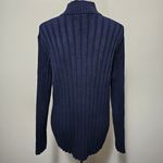 Ralph Lauren Lauren  Navy Ribbed ¼ Zip Mockneck Sweater Size Medium Photo 3