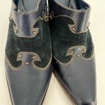 Vintage western mules clogs blue suede heeled studded 8 leather concert rodeo Photo 8