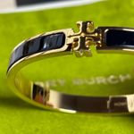 Tory Burch NWOT Black and Gold Hinged Bracelet Photo 4