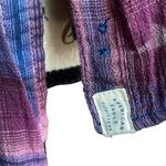 American Eagle Outfitters Boyfriend Fit Purple Blue Plaid Button Up Shirt - XL Photo 3
