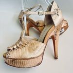 House of Harlow 1969 Laina Platform Pump Heels Natural Snakeskin Shoe Sz 7/eur37 Tan Photo 5