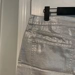 Old Navy NWT  Size 12 Silver Shine Metallic Zip Stretch Denim A Line Mini Skirt Photo 4