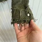 ZARA  Green Textured Weave Zip Jacket Distressed, Stud Detail small K47 Photo 3