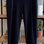 Talbots Signature Slim Leg Mid-Rise Navy Woven Career Dress Pant Trouser, 12 Photo 0