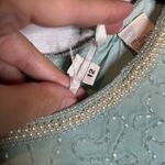 Vintage mint silk beaded long sleeve maxi dress Green Size 12 Photo 3