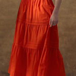 Quince NWT  100% Organic Cotton Poplin Tiered midi Maxi Skirt Vermillion Red XS Photo 0