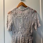 Pink Lily  Maxi Dress Lace Grey Off White‎ Boho Sheer Short Sleeve Deep V-Neck S Photo 9