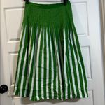 COS  Printed Pleated Cotton Skirt, Green/White Stripes, Size 8 Photo 3