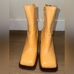 ASOS  DESIGN Rochelle Premium Leather Platform Heeled Camel Boots Made Spain Sz 6 Photo 5