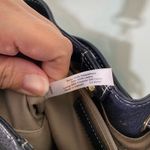 Talbots Navy & White Gingham Woven Leather Trim Bucket Crossbody Bag Photo 10