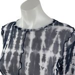 Urban Outfitters  Womens Black White Tie Dye Mesh Sheer Long Sleeve Crop Top Sz M Photo 2