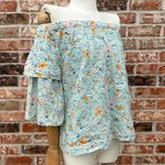 Anthropologie  LAIA Pastel Green Floral Off-Shoulder Top / L / EUC Photo 6