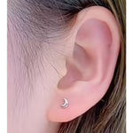 Boutique Dainty 925 Sterling Silver Mismatch‎ Moon Star Stud Earrings Photo 15