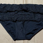 Perry Ellis Women’s  Large Black Floral Trim Swim Bikini Bottom NWT Photo 0