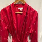 Morgan Taylor Vintage 90’s-Y2K red silky velvet trim floral embroidered robe  Photo 4