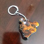 Vintage Pat P . Bear Head Keychain Black Photo 1
