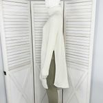EXPRESS Ribbed Asymmetrical Hem Split Side Long Sweater Cream Large Turtle Neck Photo 1