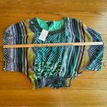 Metro  22 Tunic Top Women 1X Embellished Sheer Lined Green Geometric Short Sleeve Photo 7