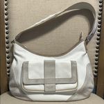 Ecco White and Grey Leather and Suede Shoulder Bag Photo 0