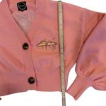 Seka Art Women's Pink Floral Crop Cardigan with Bishop Sleeves M Photo 3
