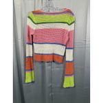 Hippie Rose  Sweater Womens Large Crochet Knit Boho Rainbow Pullover Y2k Retro Photo 5