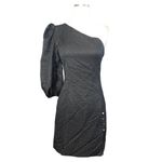 H:ours Elsa Dress in Black & White Small New Womens One Shoulder Cocktail Photo 4