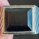 Black obsidian S925 antique silver ring size 9.25 Photo 6