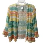 Alfred Dunner Spring Lake 3/4 Sleeve Top PXL Multicolor Mesh Cardigan Beachy Photo 2