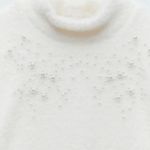 ZARA Faux Fur Pearl Trim Top Size small Mock Neck EUC snow dainty pearls Angel Photo 1