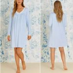Eileen West Blue Lace Long Sleeve Cozy Sweater Knit Short Nightgown Medium‎ NEW Photo 1