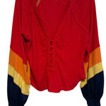 We The Free  Rainbow Dreams Balloon Sleeve Shirt multi-color sleeves XS oversize Photo 0