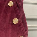 Maison D'Amelie Velvet Wide Leg Pants Size 6 Wine Trouser Holiday Gold Button Photo 1