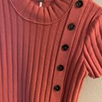 Free People Lottie Coral Pink Ribbed Button-Front Mock Neck Sweater Dress Photo 4