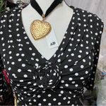 Robbie Bee Vintage Y2K Black White Polka Dot Midi Dress size Small Photo 3