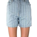 ZARA Women's Blue Striped High Waisted Casual Mini Denim Jean Shorts Size 0 Photo 0