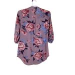 Liberty Love Liberty Love Tunic Top Womens Small Dusty Rose Roll Tab Sleeve Floral Relaxed Photo 1