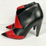 Vic Matie Ankle Boots Sz 39 Soft Leather Black & Red Pointed Toe Booties Photo 2