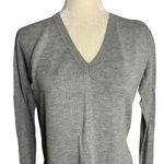 Lightweight V Neck Knit Long Sleeve Sweater 44PE Gray Photo 1