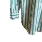 Cotton On Women Top XS Turquoise Striped Button Up Relaxed Preppy Beachy Travel Photo 3