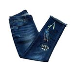Max jeans  Women's Straight Leg Short Floral Cropped  Embroidered Fringe SZ 10 Photo 6
